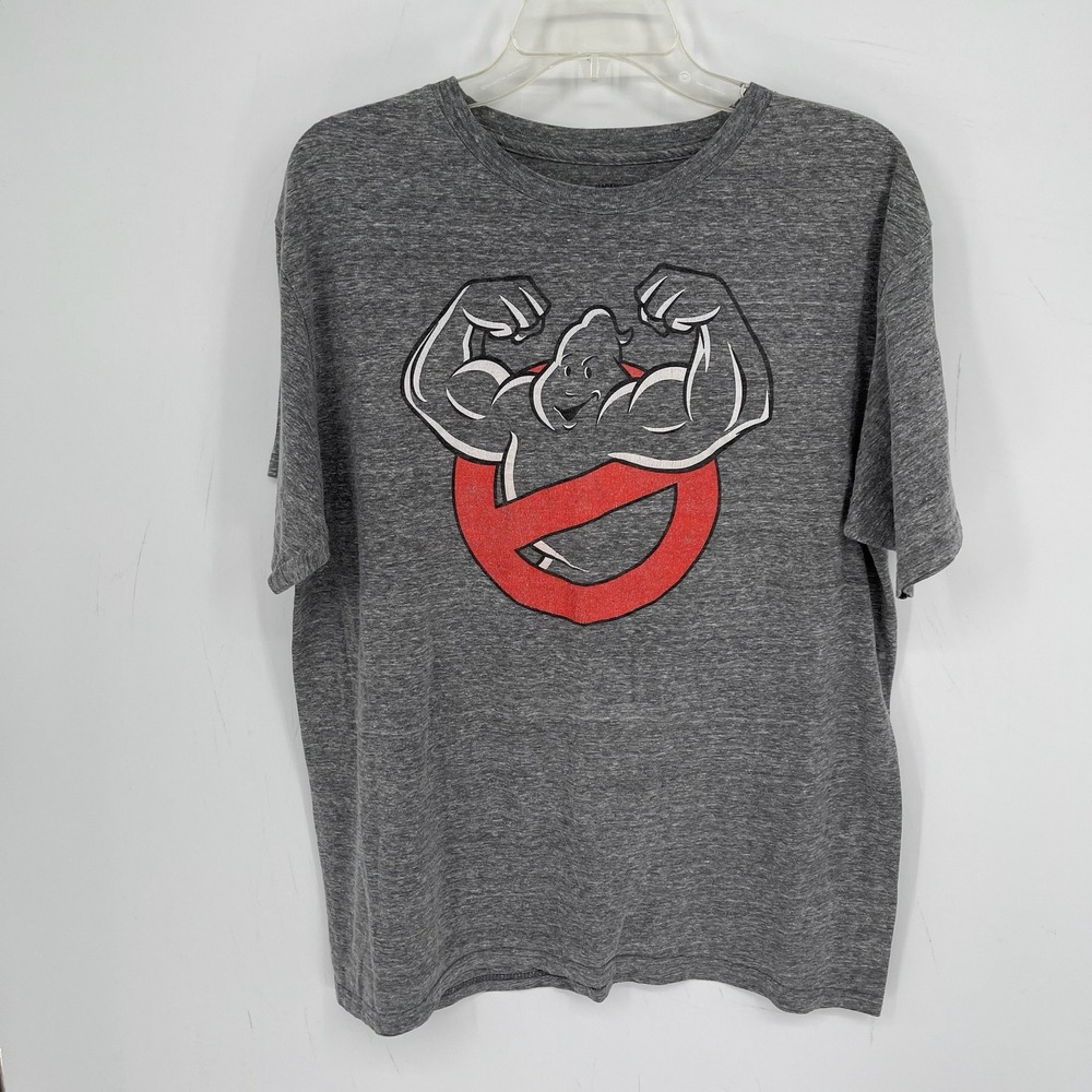 Mad Engine Men's Gray Ghostbusters Mooglie Muscle Up Graphic Tee T-Shirt Size L